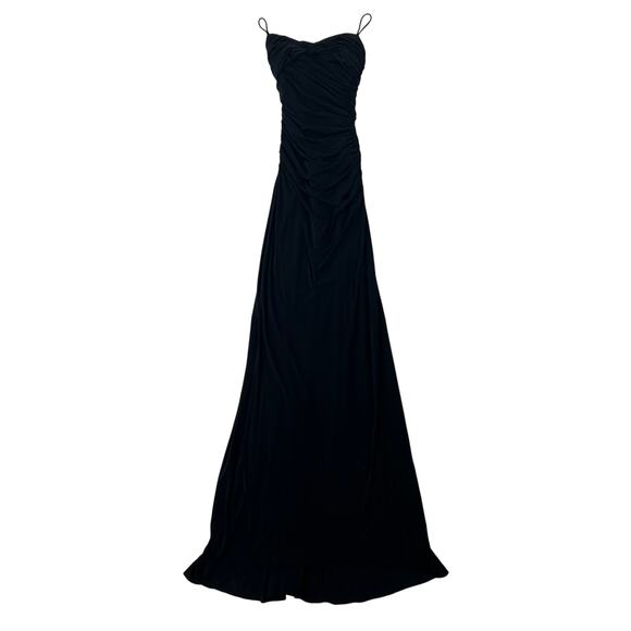 Pamela Dennis women's Black Ruched Spaghetti Strap Floor Length Evening Gown - Picture 1 of 3